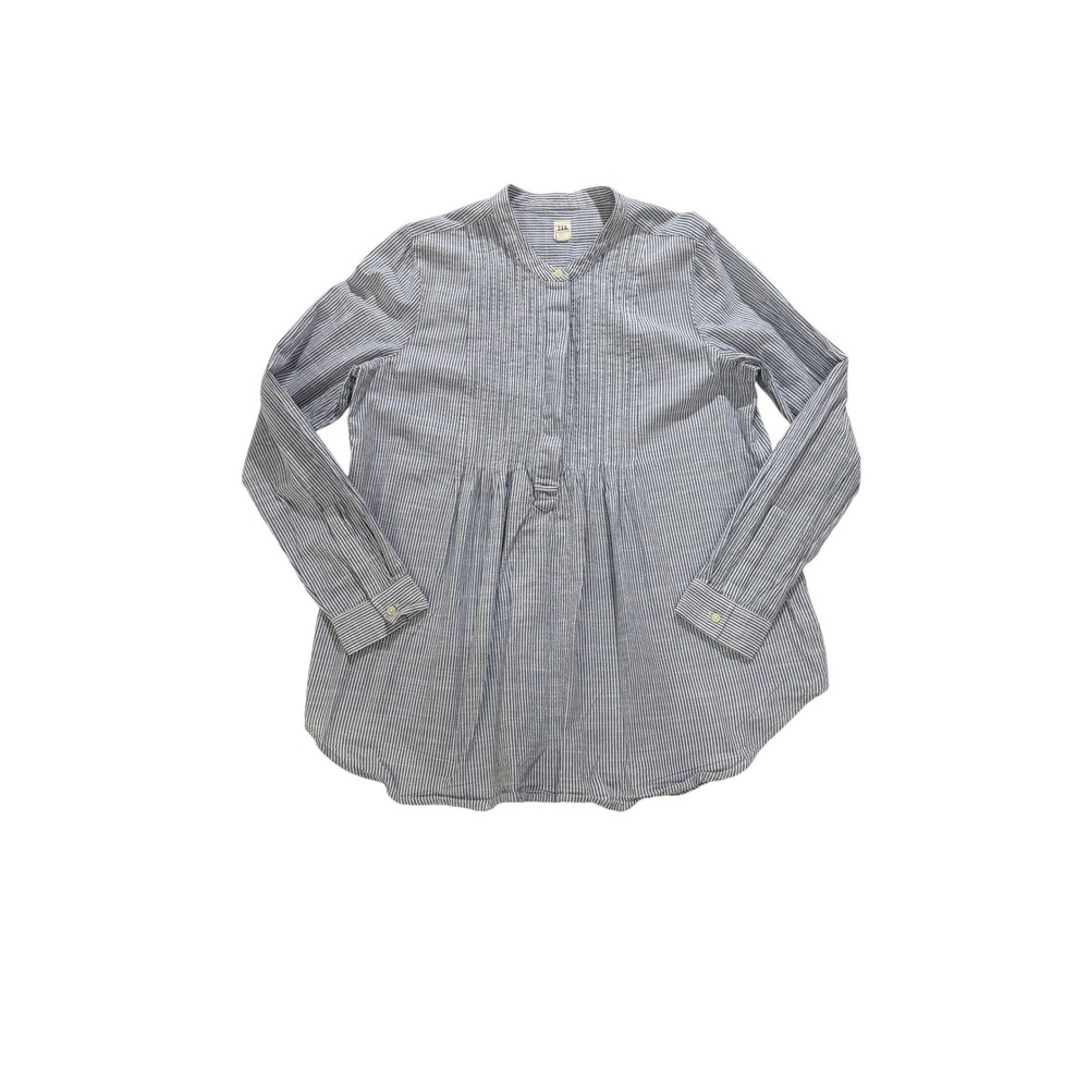Gap Maternity Blue White Striped Pintuck Popover Top Size M Cotton